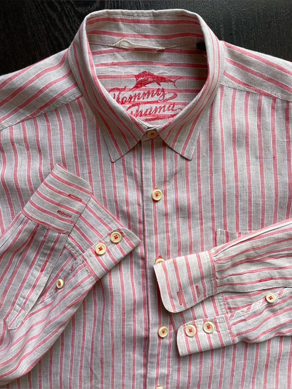 Tommy Bahama - all linen striped shirt Size Large